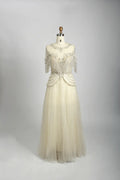 Embellished A-Line Mother of the Bride Dress with Short Sleeves MC081