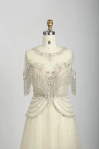Embellished A-Line Mother of the Bride Dress with Short Sleeves MC081