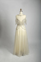 Embellished A-Line Mother of the Bride Dress with Short Sleeves MC081