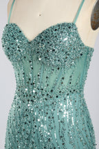Wholesale Teal Spaghetti Strap Sequin Homecoming Dress 33332
