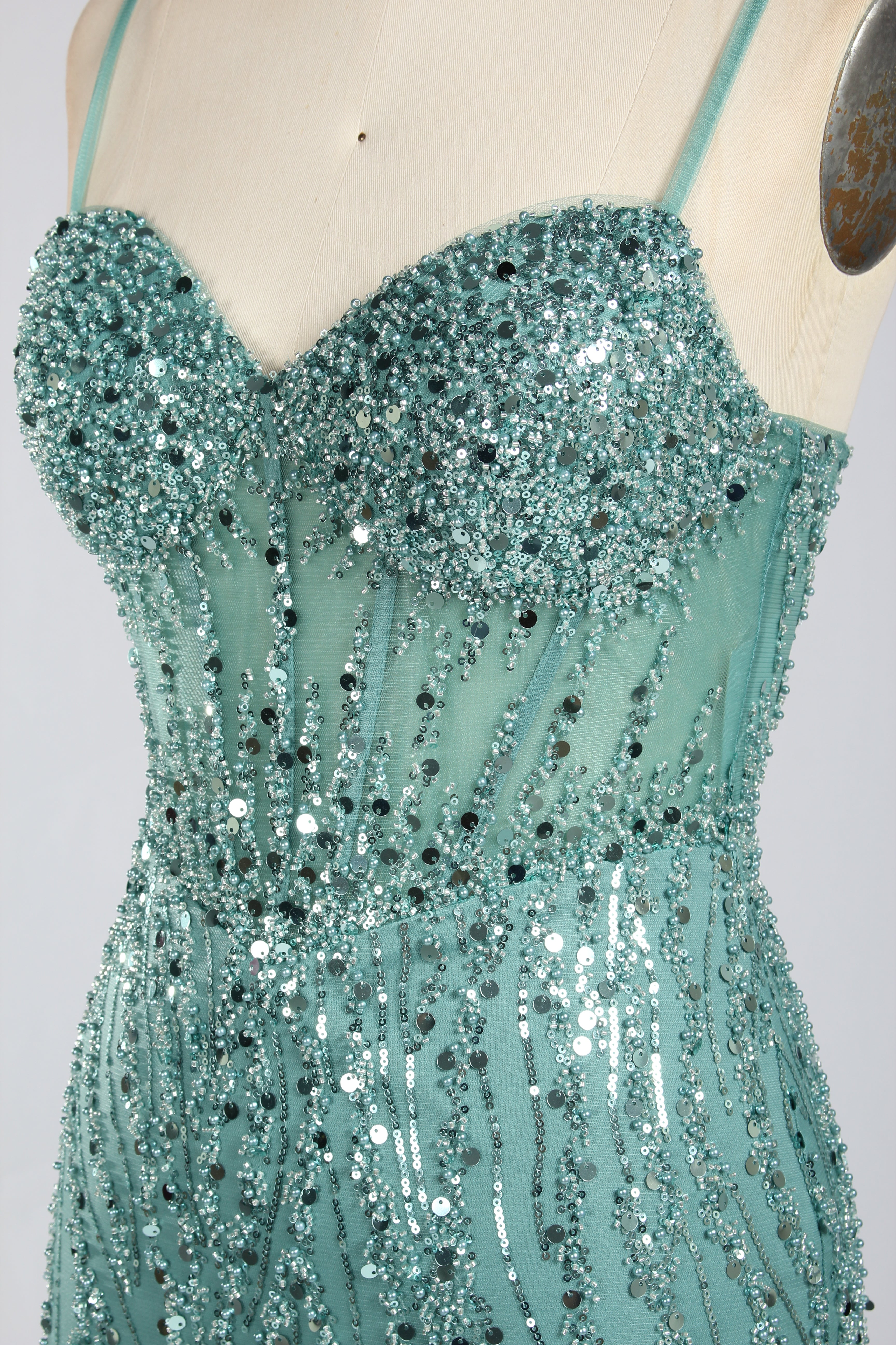 Wholesale Teal Spaghetti Strap Sequin Homecoming Dress 33332