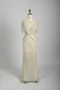 V-Neck Sparkling Mermaid Mother of the Bride Dress with Short Sleeves MC078