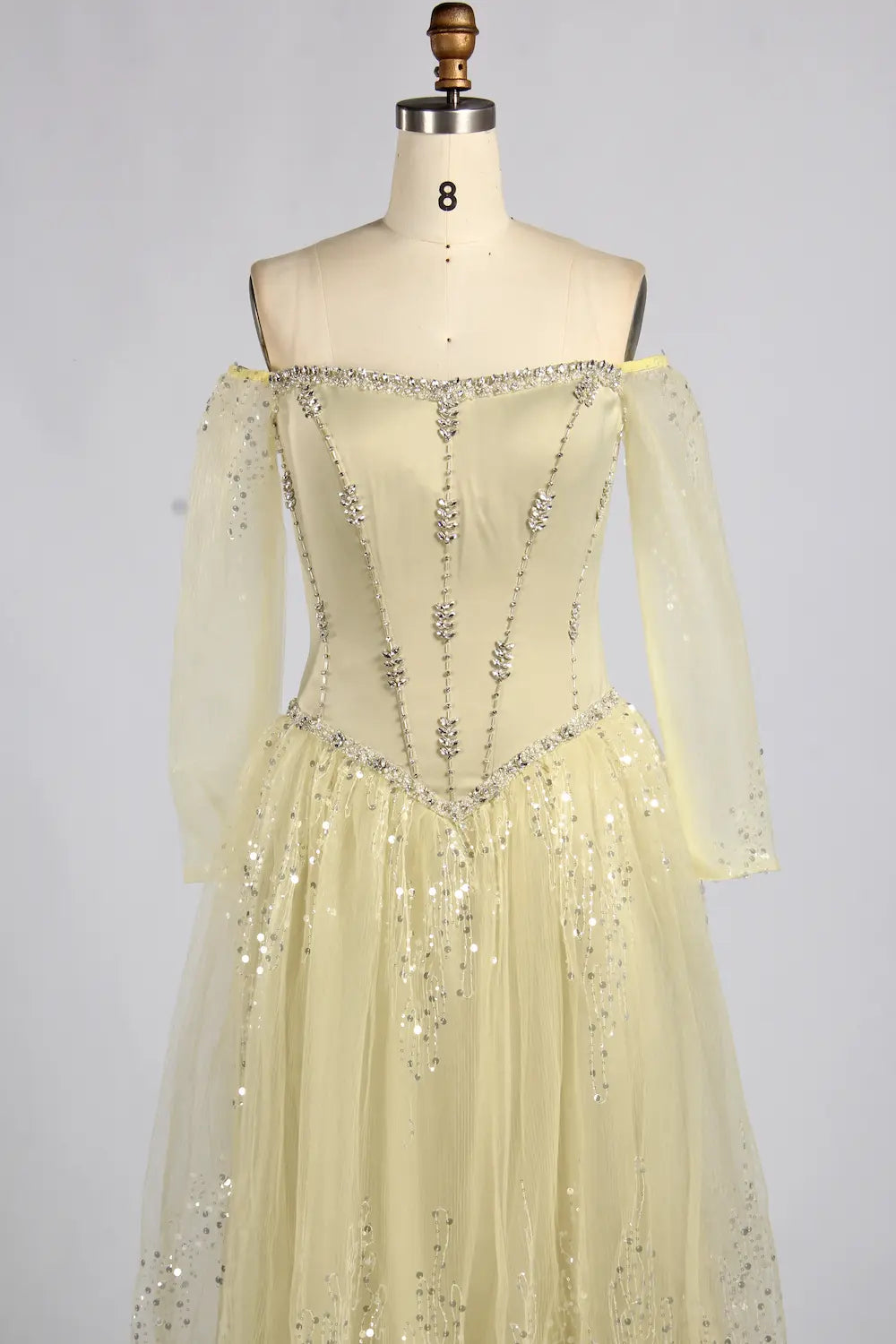 Yellow Off-the-Shoulder Long Sleeve Beaded A-Line Mother of the Bride Dress KY080
