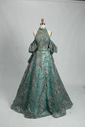 Sage Green Beaded Off the Shoulder A-Line Mother of the Bride Dress MK109