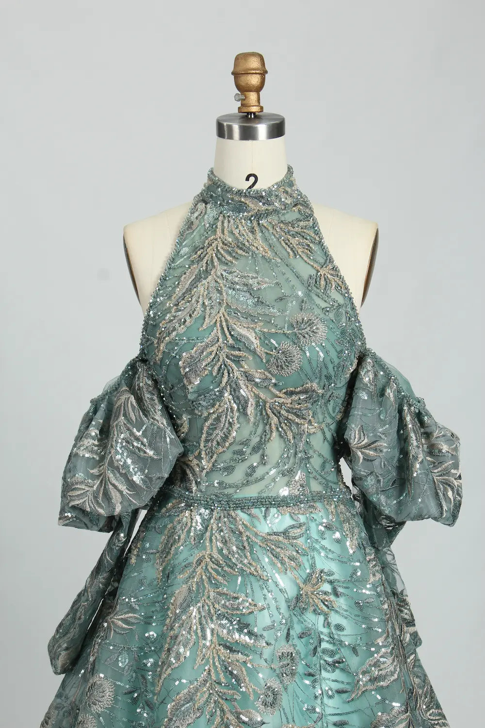 Sage Green Beaded Off the Shoulder A-Line Mother of the Bride Dress MK109