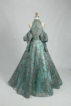 Sage Green Beaded Off the Shoulder A-Line Mother of the Bride Dress MK109