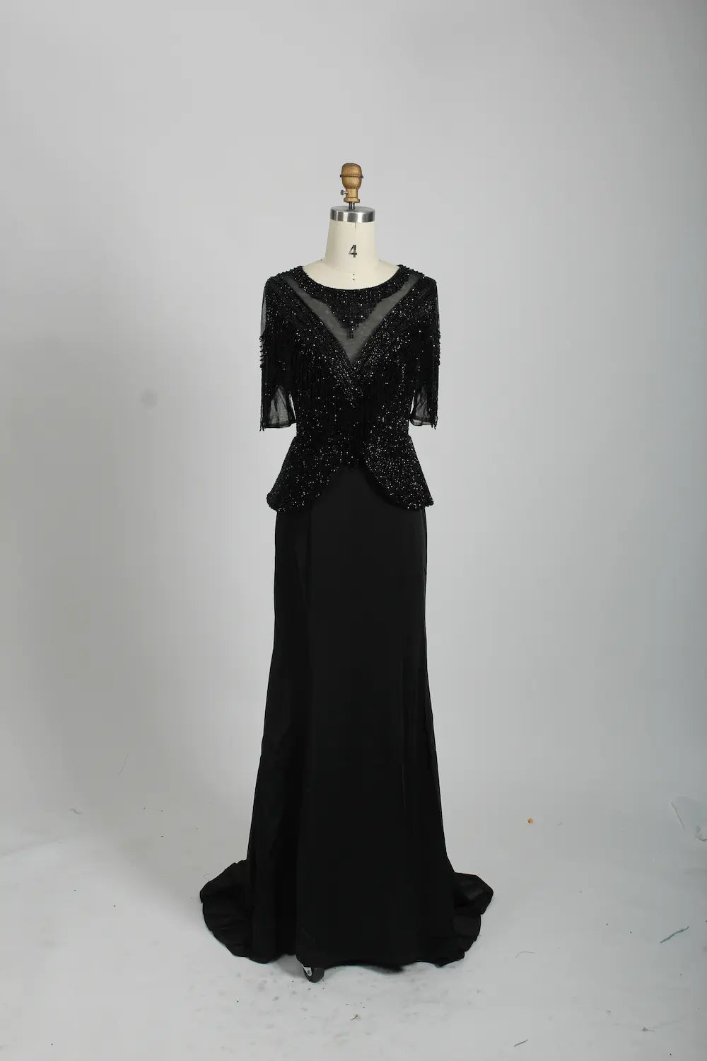 Ivory Embellished A-Line Mother of the Bride Dress with Short Sleeves MC079