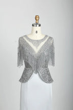 Ivory Embellished A-Line Mother of the Bride Dress with Short Sleeves MC079