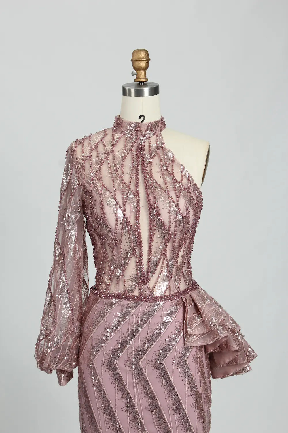 Blush Pink One Shoulder Beaded Mother of the Bride Dress MK111
