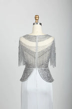 Ivory Embellished A-Line Mother of the Bride Dress with Short Sleeves MC079