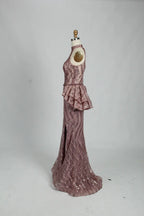 Blush Pink One Shoulder Beaded Mother of the Bride Dress MK111