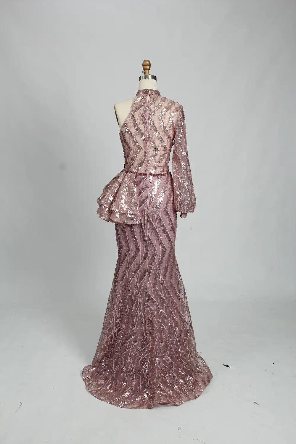 Blush Pink One Shoulder Beaded Mother of the Bride Dress MK111