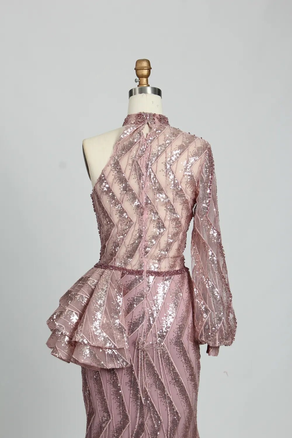 Blush Pink One Shoulder Beaded Mother of the Bride Dress MK111