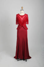 Ivory Embellished A-Line Mother of the Bride Dress with Short Sleeves MC079