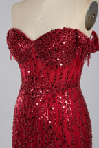 Wholesale Red Off-Shoulder Sequin Short Homecoming Dress 33330S