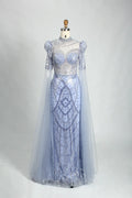 Ice Blue High Neck Beaded Sheath Mother of the Bride Dress MK121