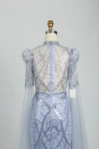 Ice Blue High Neck Beaded Sheath Mother of the Bride Dress MK121