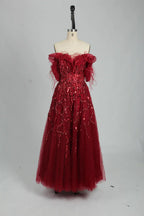 Off the Shoulder Sequined A-Line Evening Dress MC101