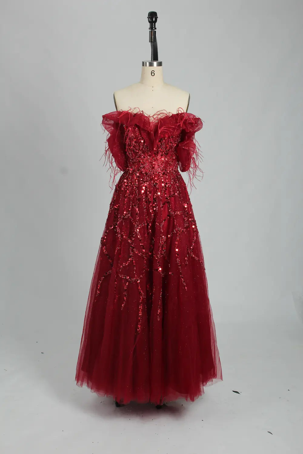 Off the Shoulder Sequined A-Line Evening Dress MC101