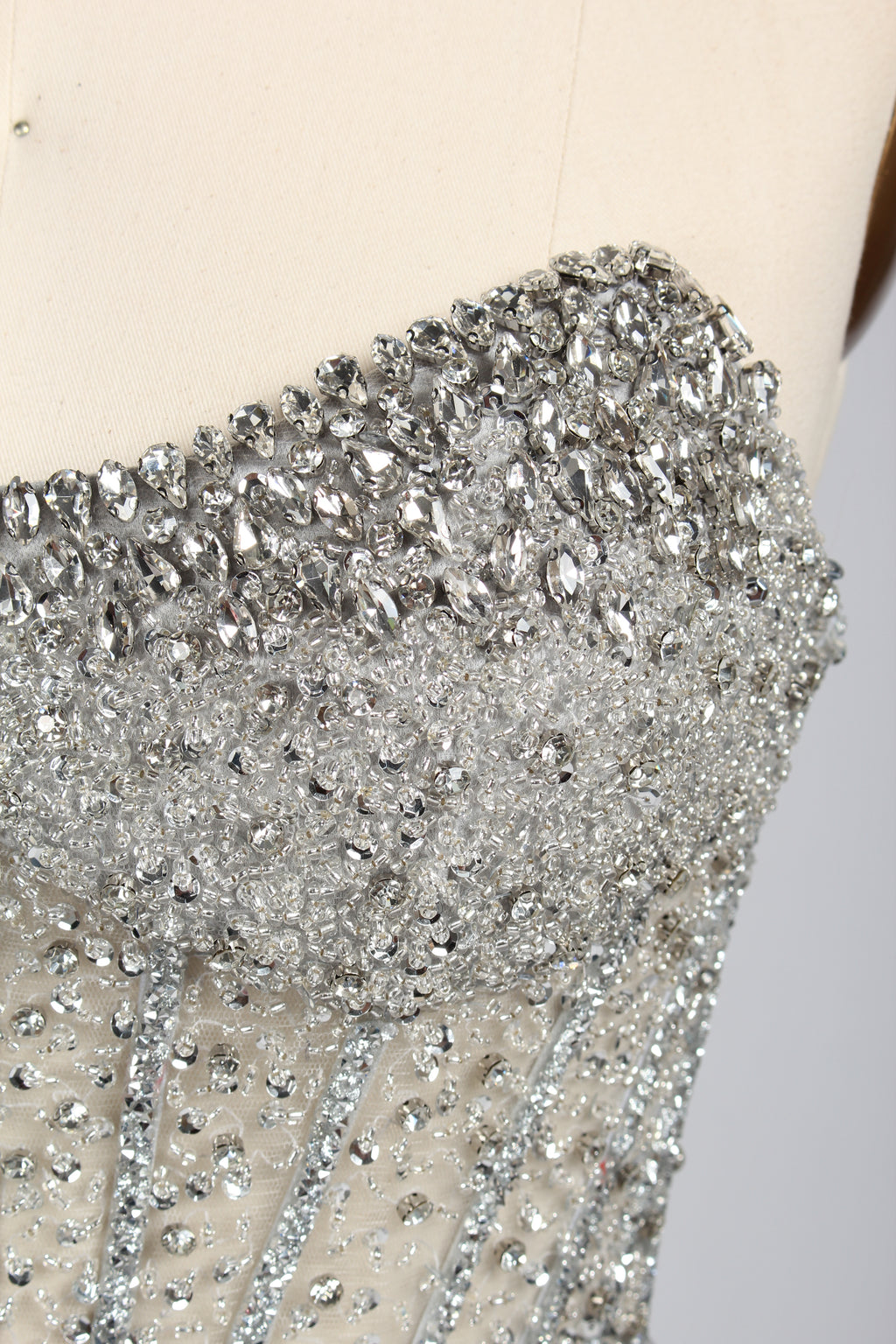 Wholesale Silver Crystal - Embellished Strapless Evening Gown 33294