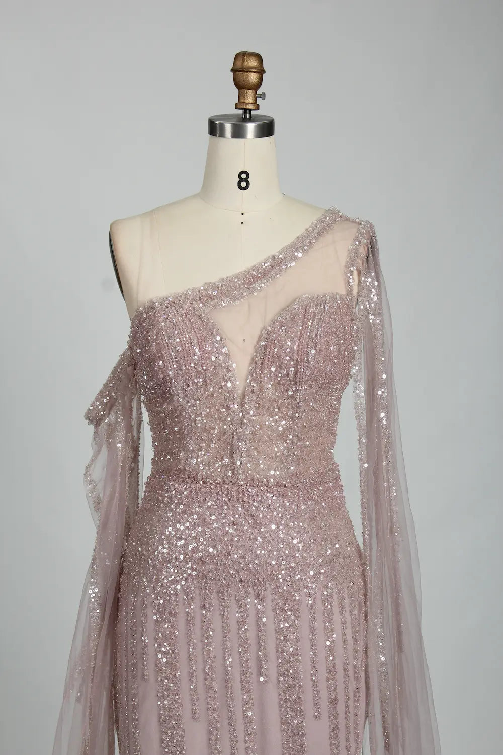 Blush Pink One Shoulder Sequin Mother of the Bride Dress MK108