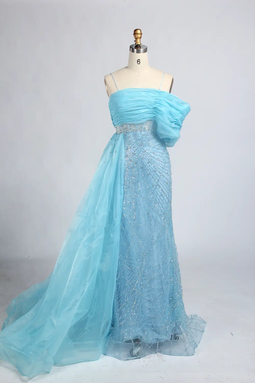 One Shoulder Beaded Dusty Mauve Mother of the Bride Dress with Side Train KY065
