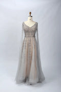 Champagne Lace A-Line Mother of the Bride Dress MC064