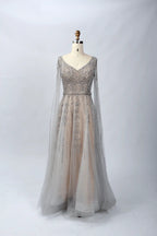 Champagne Lace A-Line Mother of the Bride Dress MC064