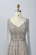 Champagne Lace A-Line Mother of the Bride Dress MC064