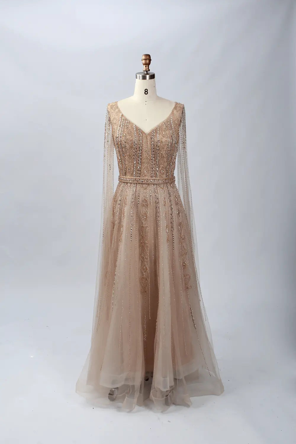 Champagne Lace A-Line Mother of the Bride Dress MC064
