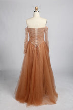 Off-the-Shoulder Long Sleeve A-Line Mother of the Bride Dress KY064