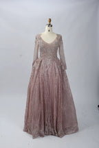 Sophisticated A-Line Mother of the Bride Dress with Long Sleeves MK058