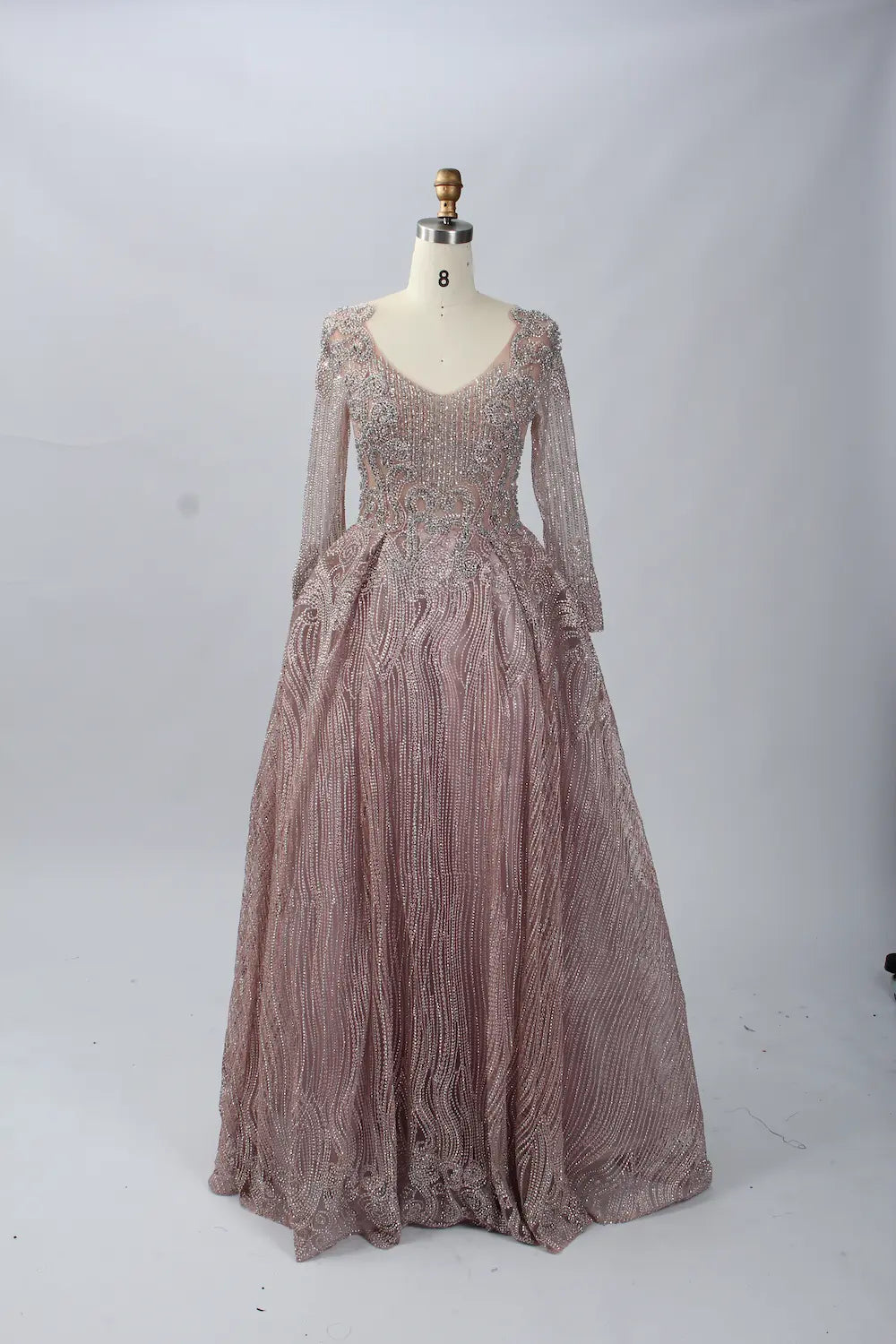 Sophisticated A-Line Mother of the Bride Dress with Long Sleeves MK058