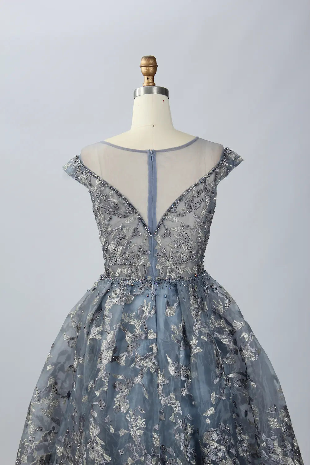 Dusty Blue Timeless A-Line Mother of the Bride Dress with Cap Sleeves MK065