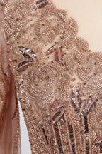 V-Neck Sequin Lace A-Line Draped Sleeves Mother of the Bride Dress KY058