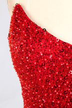 Wholesale Red Sequin Spaghetti Strap Prom Dress 33352