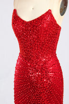 Wholesale Red Sequin Spaghetti Strap Prom Dress 33352