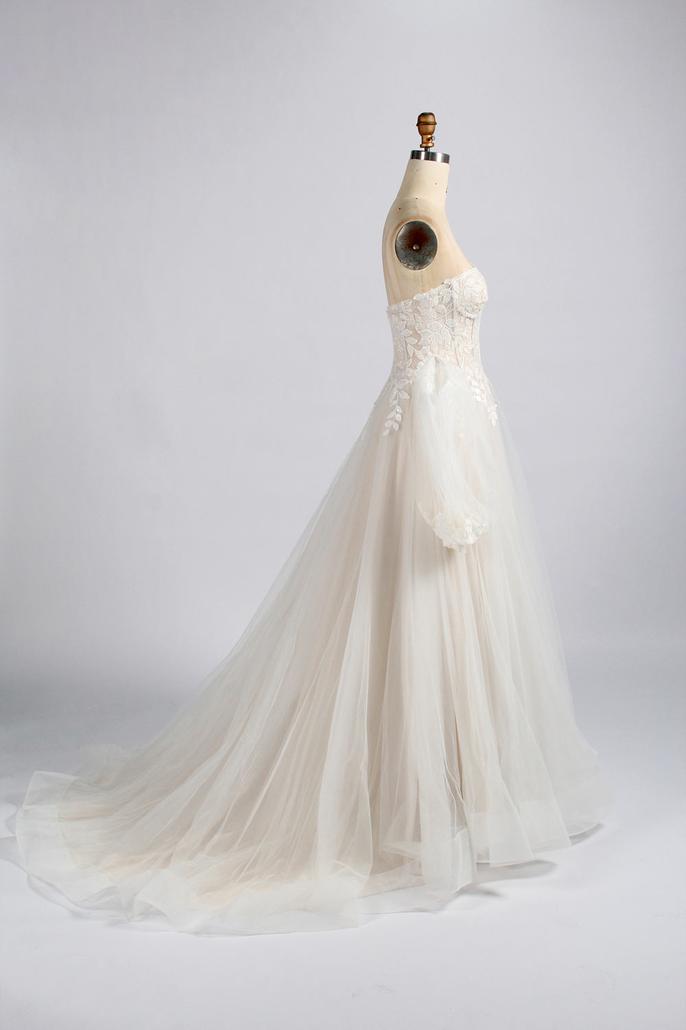 Wholesale Strapless Lace - Applique Tulle Wedding Dress tg011