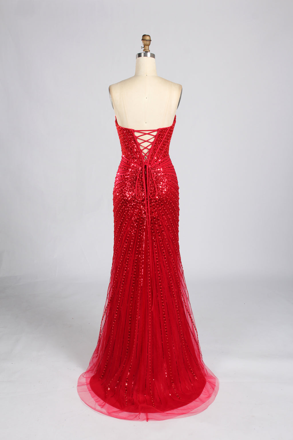 Wholesale Red Sequin Spaghetti Strap Prom Dress 33352
