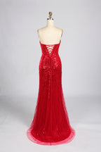 Wholesale Red Sequin Spaghetti Strap Prom Dress 33352