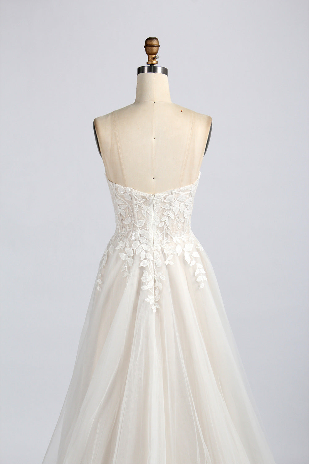 Lace Plus Size Wedding Dress with Detachable Sleeves - Wholesale TG011