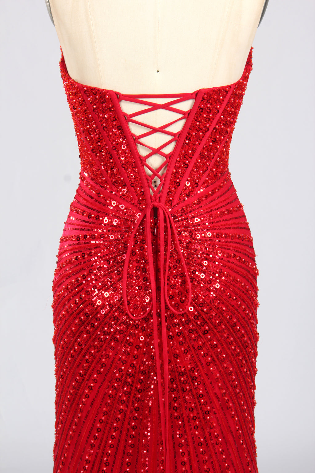 Wholesale Red Sequin Spaghetti Strap Prom Dress 33352