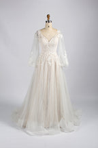 Wholesale Sheer Sleeve Lace Tulle Wedding Dress tg012