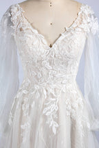 Wholesale Sheer Sleeve Lace Tulle Wedding Dress tg012