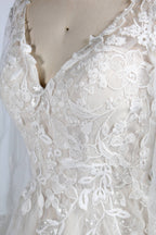 Wholesale Sheer Sleeve Lace Tulle Wedding Dress tg012