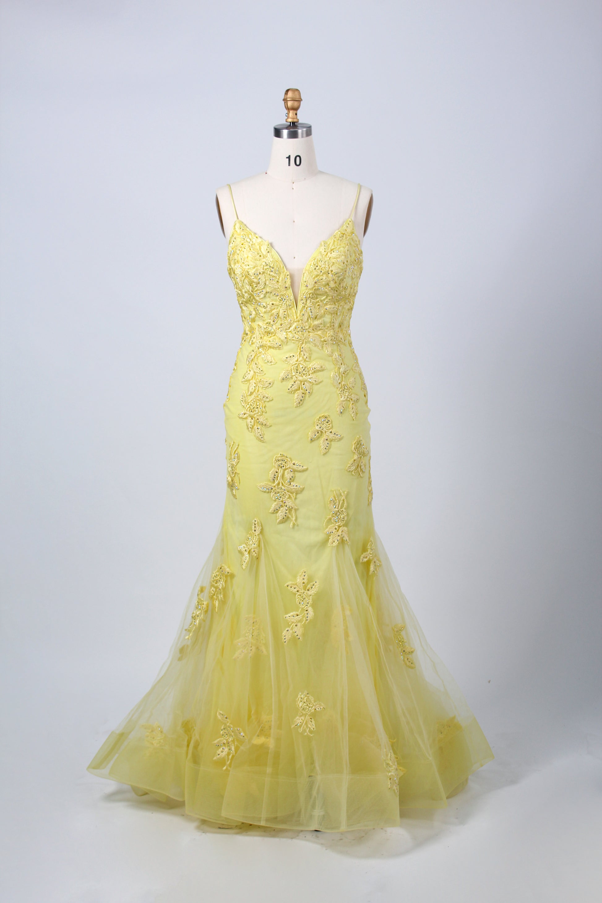 Wholesale Yellow Embroidered Mermaid Prom Dress 32826