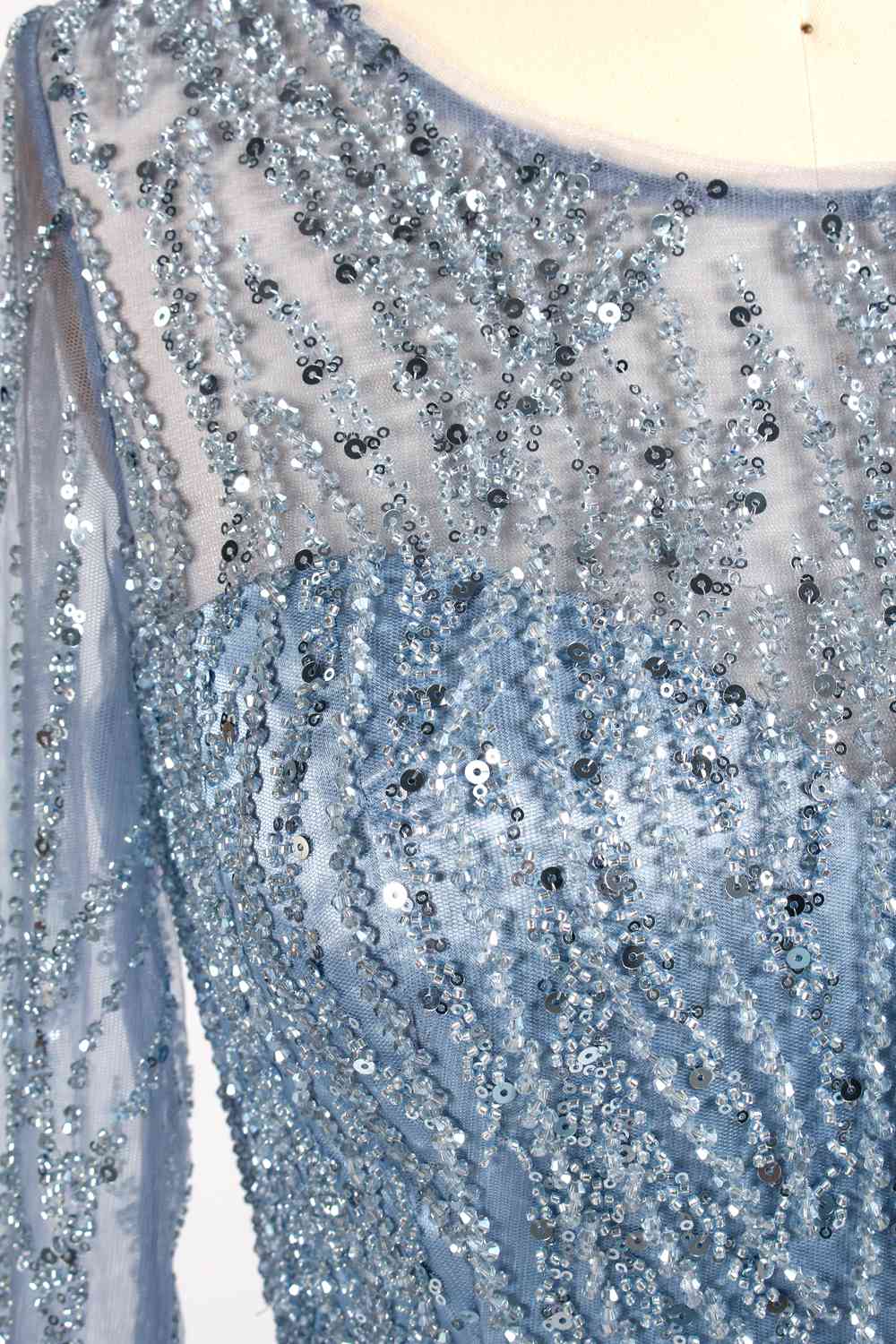 Wholesale Dusty Blue Beaded Mother - of - the - Bride Gown 32923B