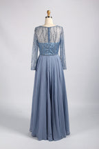 Wholesale Dusty Blue Beaded Mother - of - the - Bride Gown 32923B