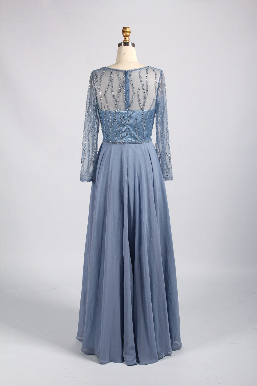 Wholesale Dusty Blue Beaded Mother - of - the - Bride Gown 32923B