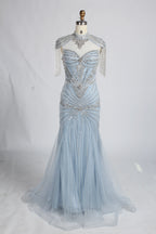 Champagne High-Neck Crystal Beaded Mermaid Mother of the Bride Gown MC162